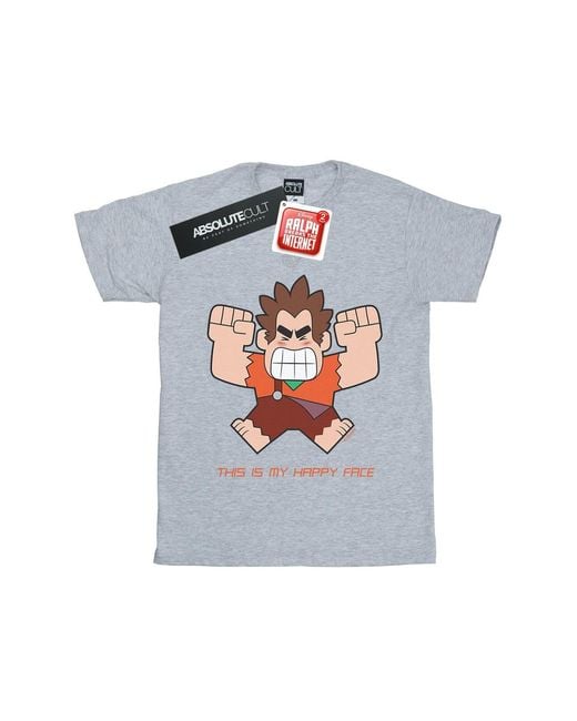 Disney Gray Wreck It Ralph Happy Face T-Shirt (Sports) for men