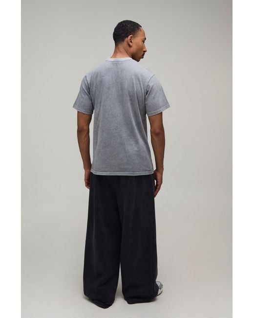 BoohooMAN Gray Essential Washed Regular Fit Front Pocket T-Shirt for men