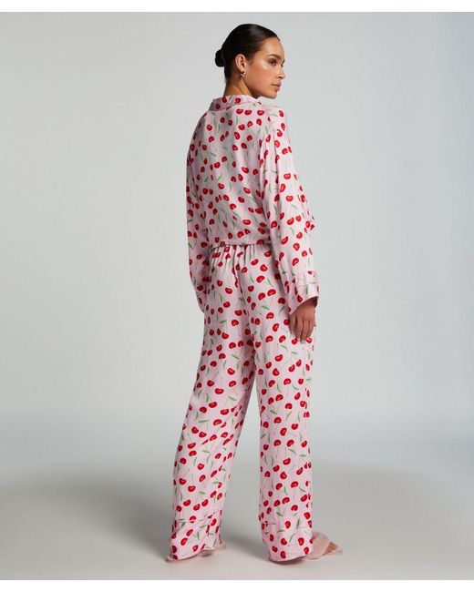 Hunkemöller Pyjama Top Twill in het Pink