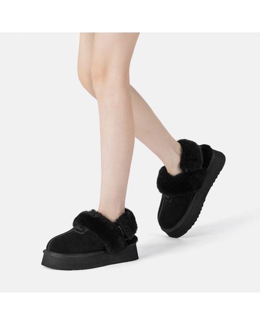 EverAu Australia Black Ever Au Fantail Leather Slippers With Two Removable Straps