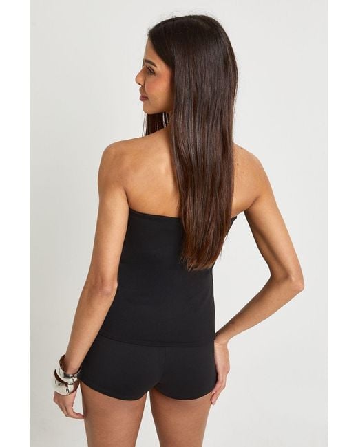 Boohoo Black Cotton Touch Hook And Eye Bandeau Corset