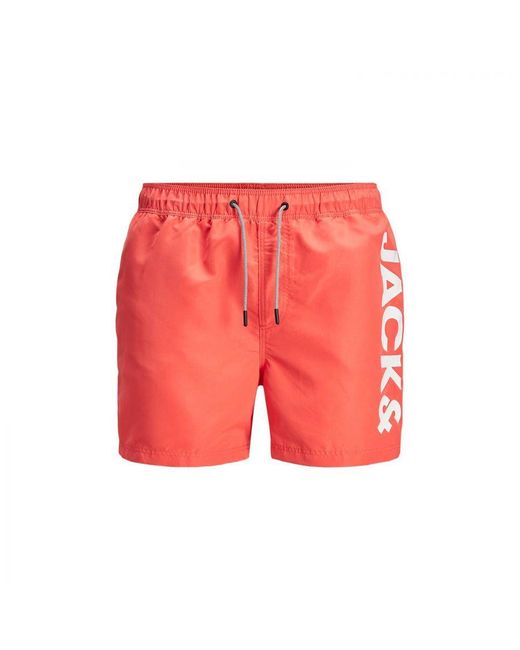 Jack & Jones Red Lightweight And Quick Drying Swim Shorts for men