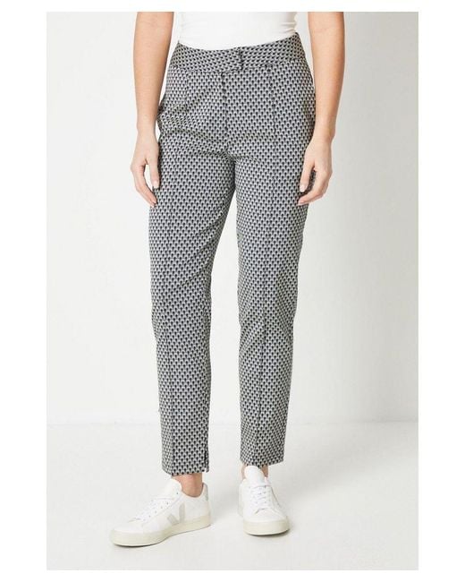 Oasis Gray Geo Jaquard Tapered Trouser