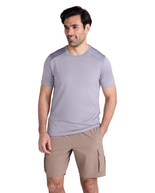 Mountain Warehouse Purple 'Agra' Isocool Striped Tee Sun Protection Comfy Sports T-Shirt Polyamide for men