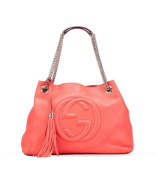 Gucci Pink Soho Tote Embossed Logo
