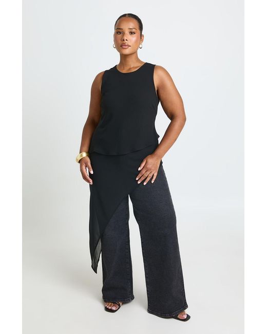 Boohoo Blue Plus Layered Asymmetric Hem Longline Top