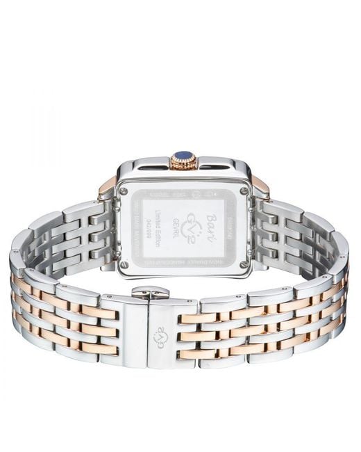 Gv2 White Bari Swiss Quartz Mother Of Pearl Dial Diamonds Two-Tone Rose & Stainless Steel Watch
