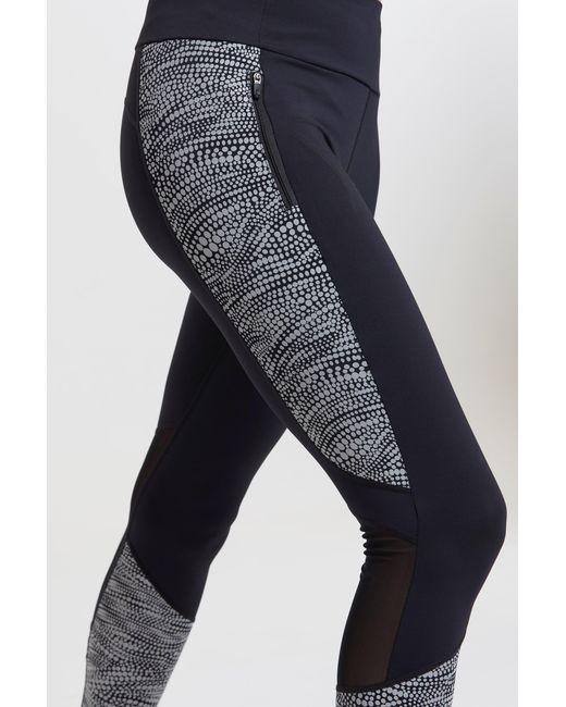 Mountain Warehouse Black 'Pro' Running Leggings Reflective Moisture Wicking Bottoms