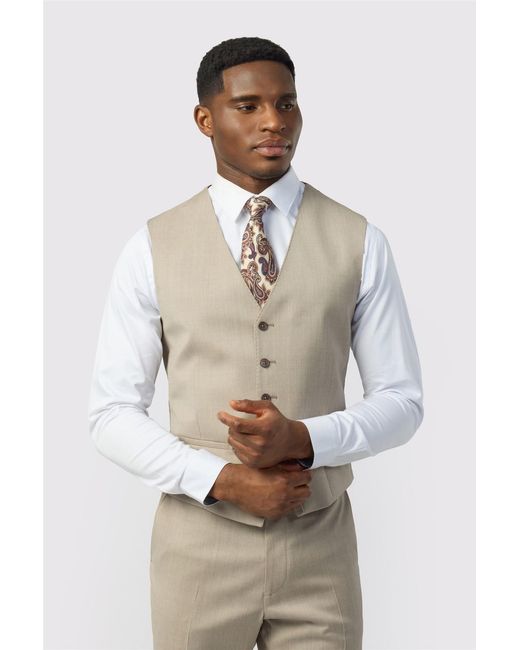 Ted Baker Natural Single Breasted Five Button V-Neck Tailored Suit Waistcoat for men