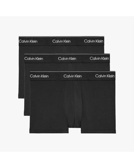 Calvin Klein Black Modern Cotton Stretch 3 Pack Trunks for men