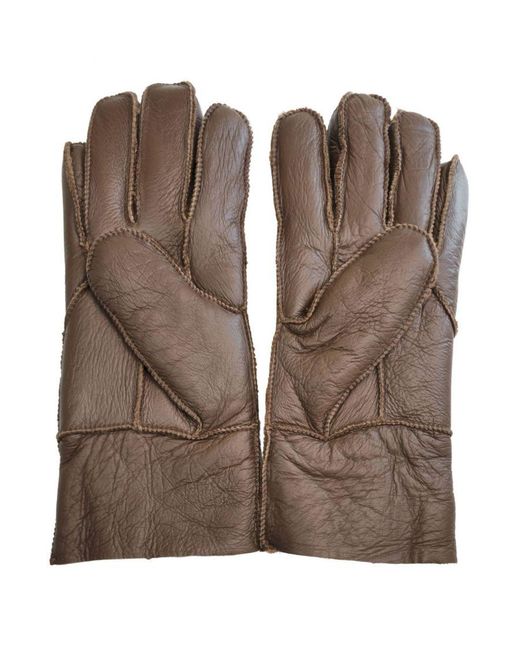 Infinity Leather Brown Sheepskin Gloves With Roll Up/Down Cuff