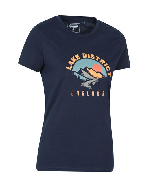 Mountain Warehouse Blue Regional Lake District Graphic Tee Breathable Casual Everyday T-Shirt Cotton