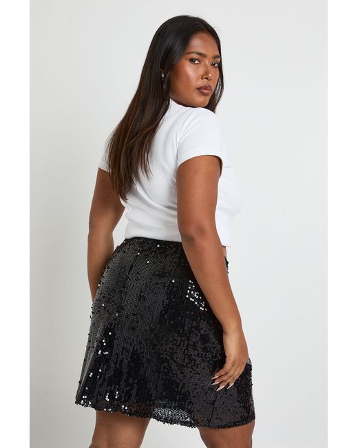 Boohoo Black Plus Sheer Sequin Mini Skirt