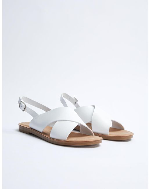 Blue Vanilla White Vanilla Crossover Strap Sandals