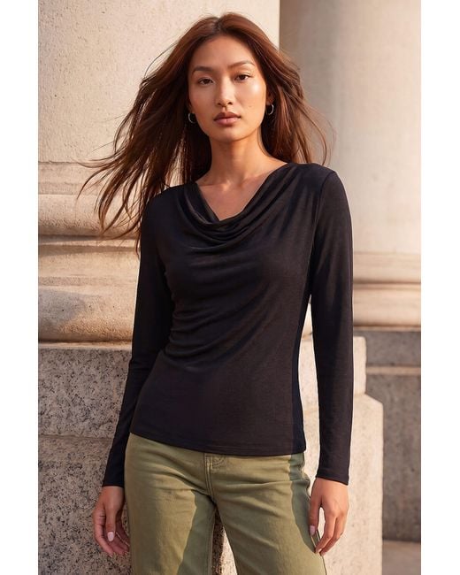 Roman Black Cowl Neck Top