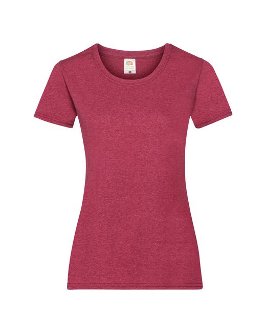 Fruit Of The Loom Pink Ladies/ Lady-Fit Valueweight Short Sleeve T-Shirt (Pack Of 5) (Vintage Heather)