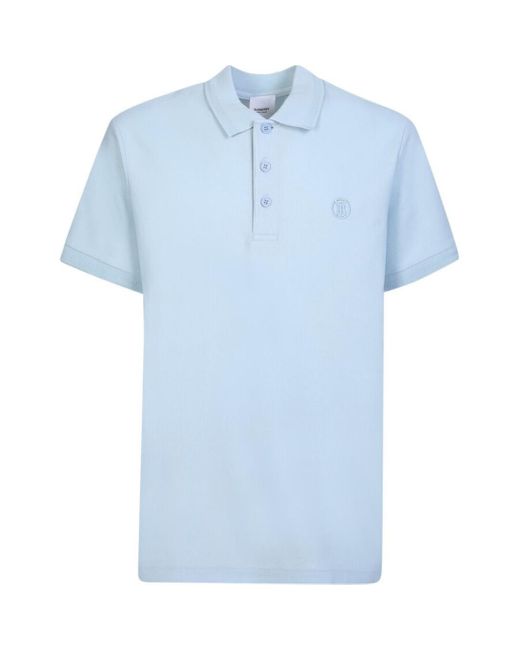 Burberry Branded Circle Logo Sky Polo Shirt Material Cotton in Blue for Men Lyst UK
