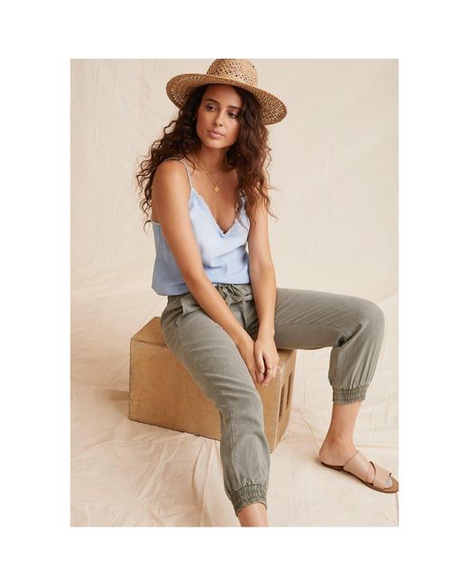 Bella Dahl Brown Solid Patterned Elastic Cuff Joggers