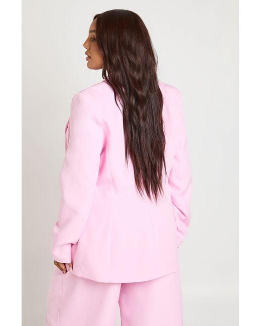 Boohoo Pink Plus Cinched Wrap Blazer