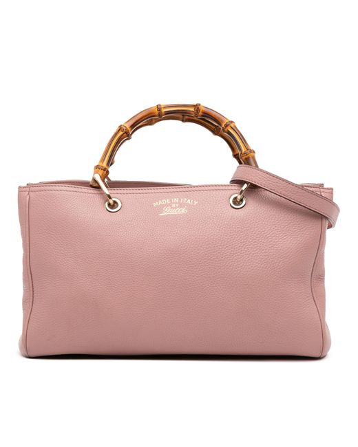 Gucci Pink Bamboo Shopper Tote Handle