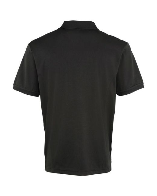 PREMIER Black Coolchecker Pique Short Sleeve Polo T-Shirt for men
