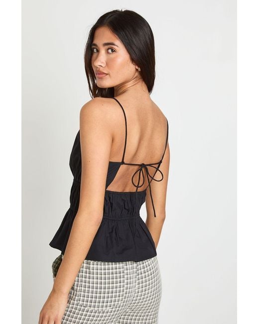 Boohoo Black Poplin Tiered Peplum Top