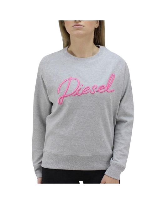 DIESEL Gray F Gertrude Sweatshirts Crew Neck Ribbed Casual Pullover Jumper Top