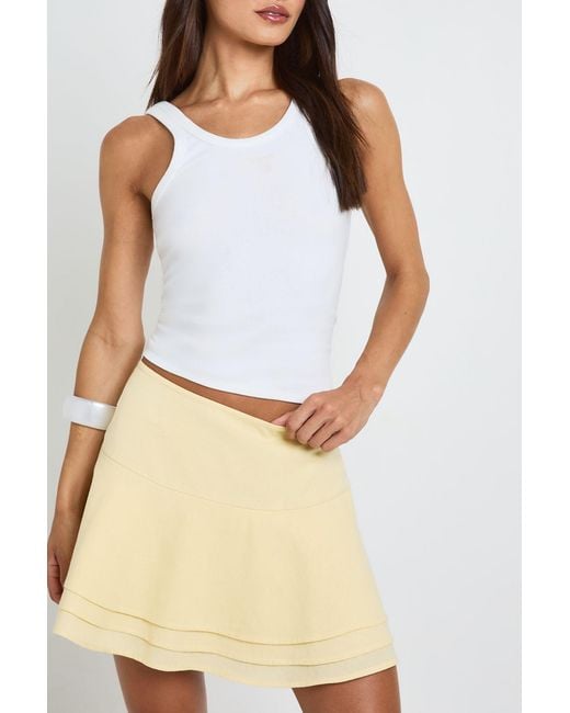 Boohoo White Tall Linen Look Double Layer Mini Skirt