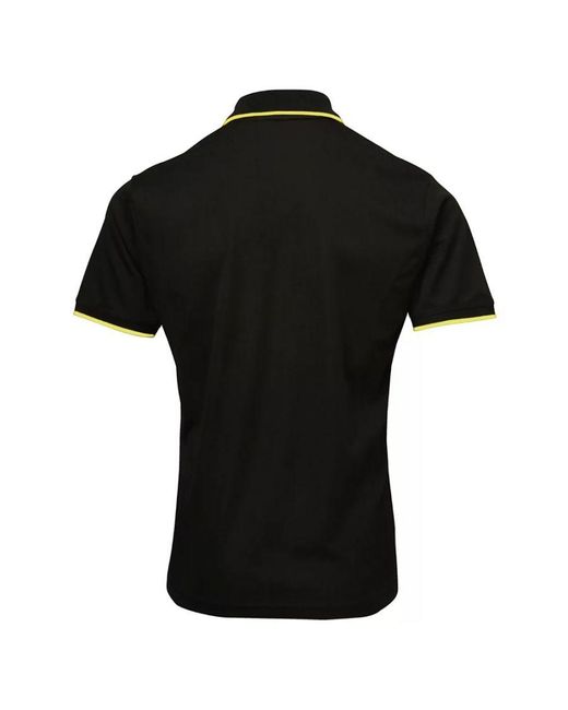 PREMIER Black Coolchecker Contrast Pique Polo Shirt /Lime) for men