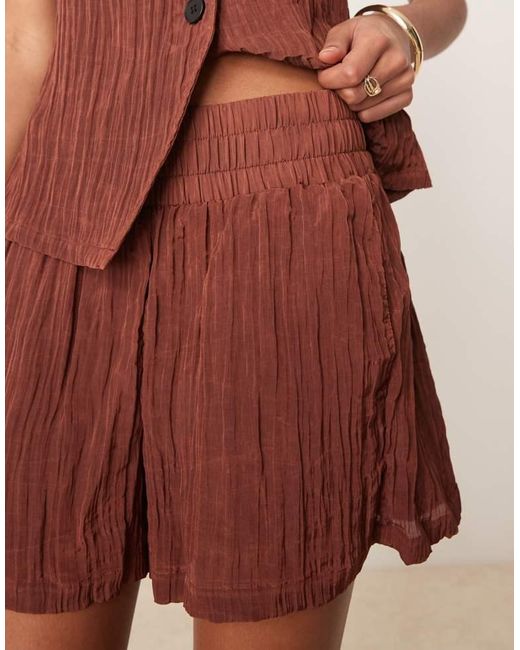 ASOS Orange Sheer Crinkle Satin Boxer Shorts Co-Ord