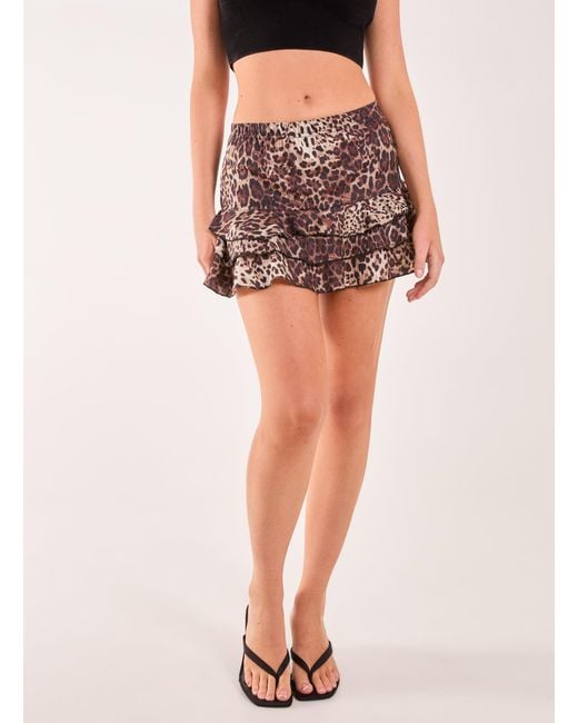 Pink Vanilla Multicolor Tiered Leopard Ruffle Rara Mini Skirt