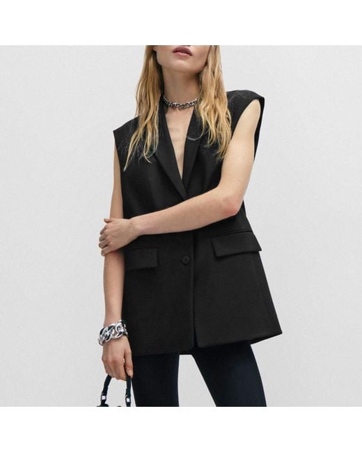 HUGO 's Aneris Logo Lining Regular-fit Waistcoat In Black