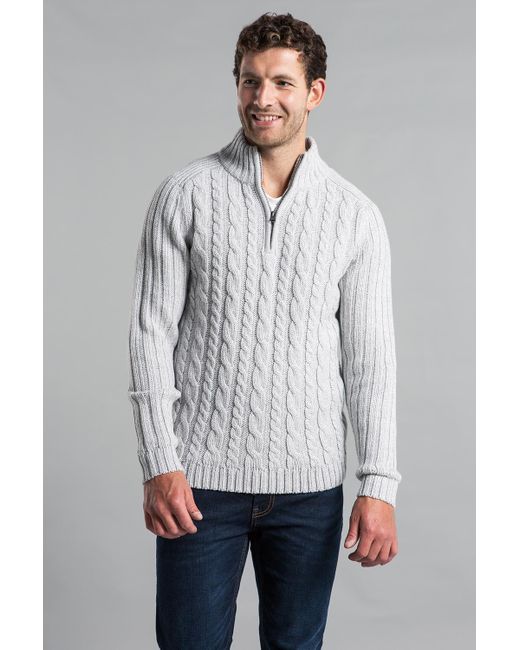 Kensington Eastside Gray 1/4 Zip Cable And Rib Jumper for men
