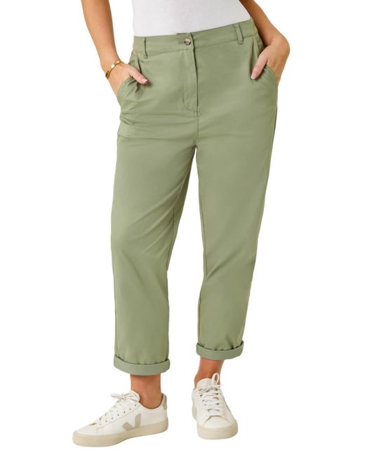 Roman Green Petite Cotton Blend Stretch Chino Trousers