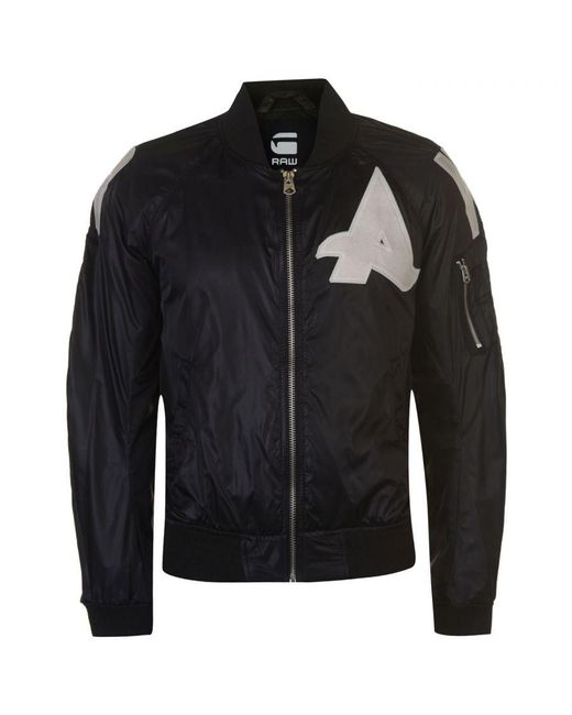 G-Star RAW Black G Afrojack Bomber Jacket Gents Lined Coat Top Lightweight Zip Zipped for men