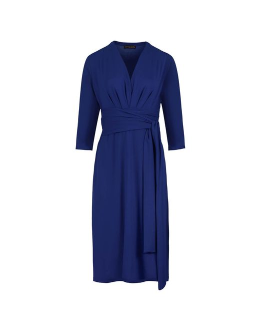Conquista Blue Electric Empire Line Dress With Belt
