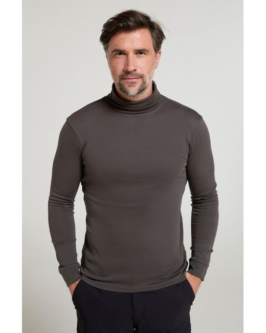 Mountain Warehouse Gray 'Meribel' Thermal Baselayer Top Combed Cotton Quick Drying Long Sleeve Sweater for men