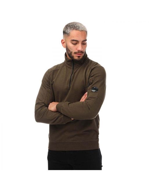 C P Company Light Fleece Sweatshirt Met Rits In Khaki in het Brown voor heren