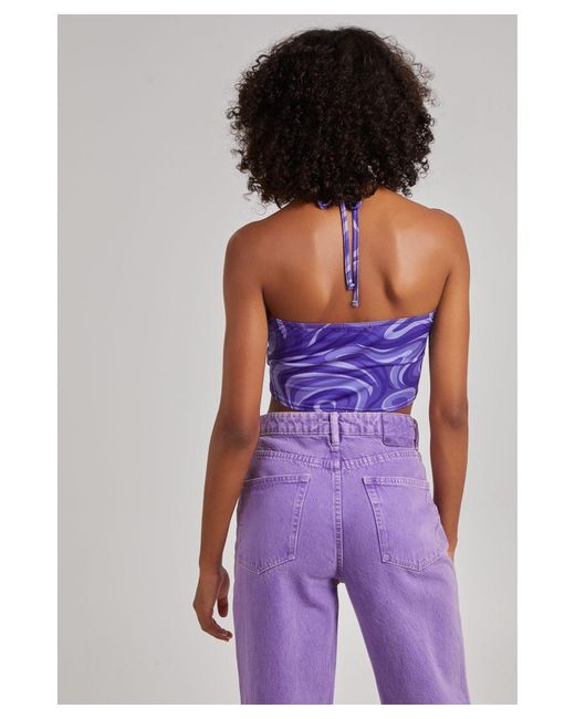 Pink Vanilla Purple Swirl Print Halterneck Top