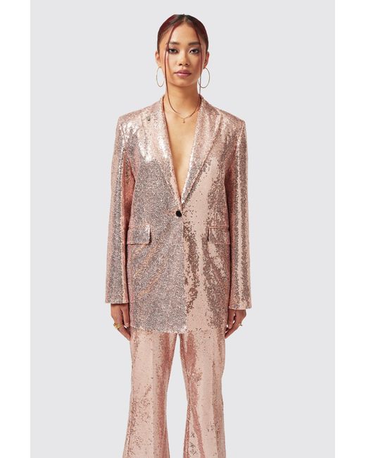 Twisted Tailor Pink Caladium Slim Fit Sequin Jacket