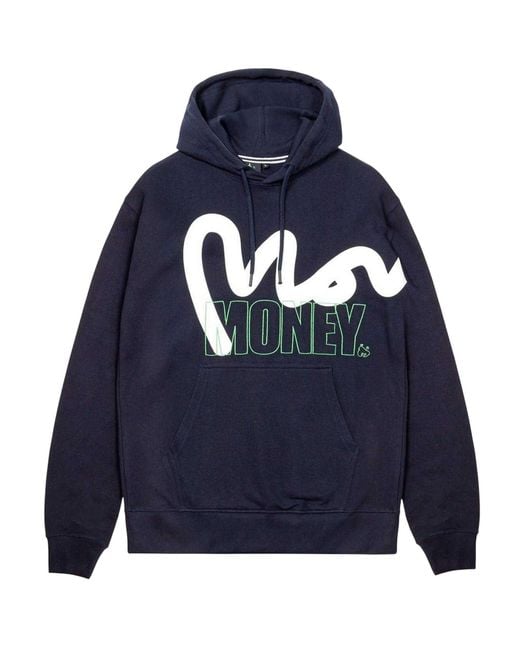 Money Blue Block Stencil Hoodie Cotton