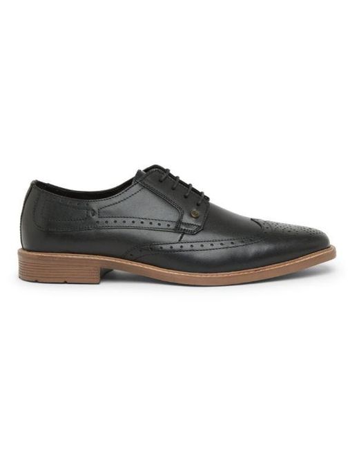 Lambretta Black Stockton Leather Lace-Up Shoes for men