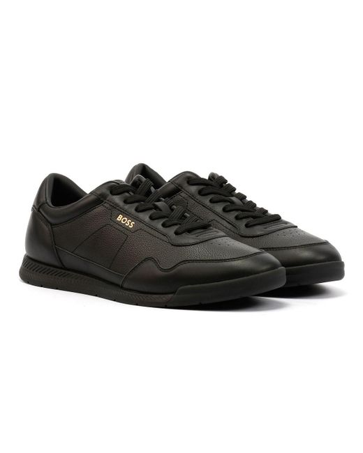Boss Black Titanium Leather Trainers for men