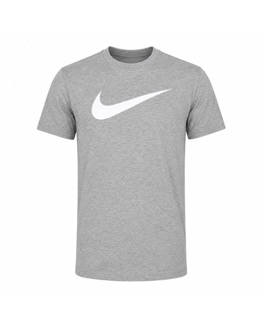 Nike Gray Sportswear Swoosh T-Shirt Cotton for men