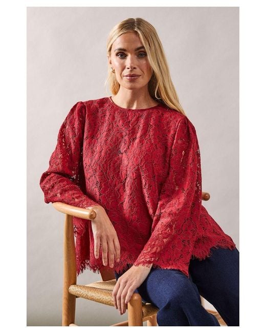 Wallis Red Petite Lace Top