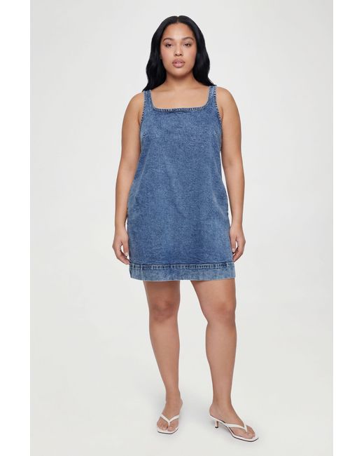 Boohoo Blue Plus A-Line Square Neck Mini Dress