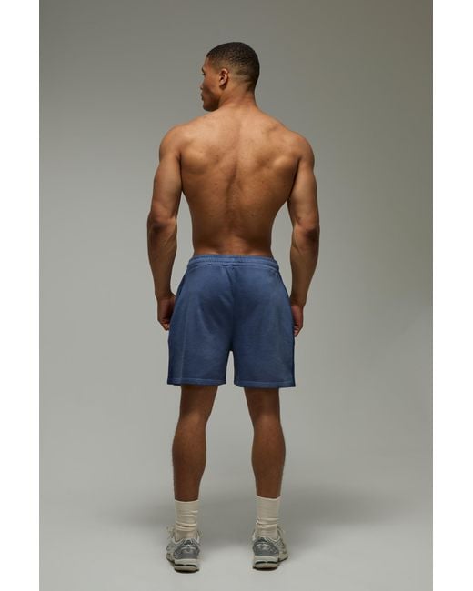 BoohooMAN Blue One More Rep Loose Fit Washed 5Inch Shorts for men