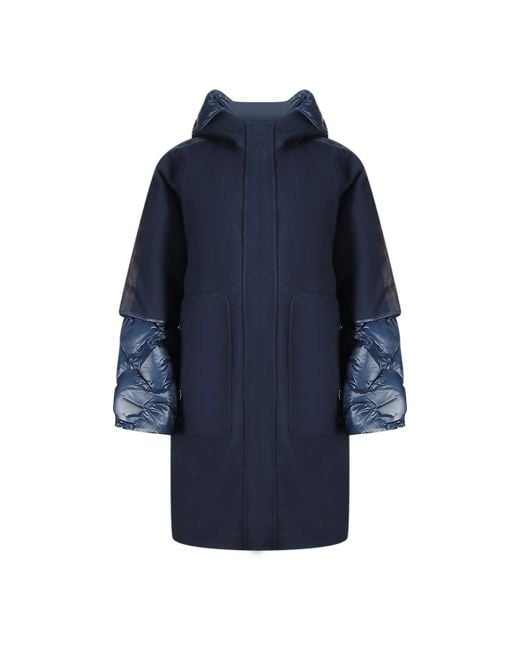 Parajumpers Blue Joy Oversize Long Hooded Down Jacket Wool