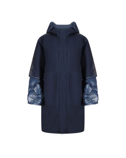 Parajumpers Blue Joy Oversize Long Hooded Down Jacket Wool