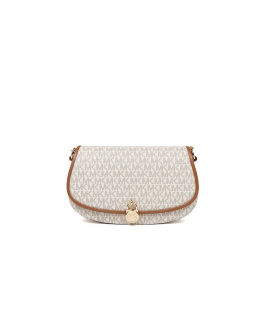 Michael Kors White Mila Medium East West Sling Messenger Bag